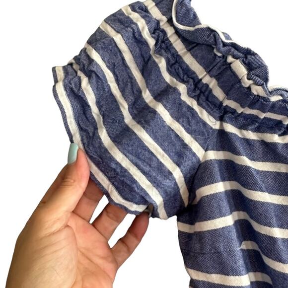 Eliza J Blue & White Striped Cotton Short Sleeve Tassel Pocket Dress Women Sz 0 - Picture 5 of 8